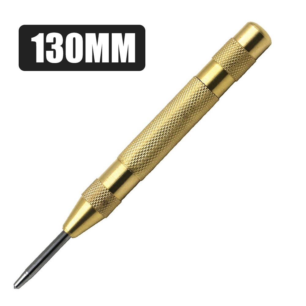 Automatic Centre Punch Universal Marking Tool for Machinists and Carpenters with Adjustable Spring Loaded Metal Drill: 130mm Golden