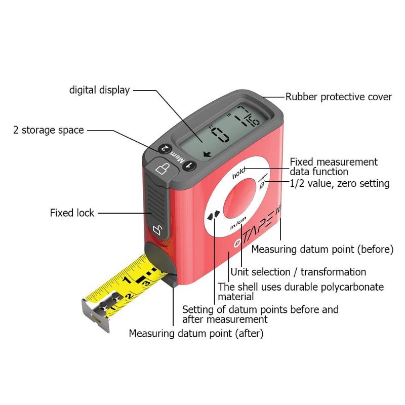 5m/16ft Portable Digital Tape Measure LCD Stainless Steel Circumferences Measuring Tape High Precision Measuring Ruler Tools