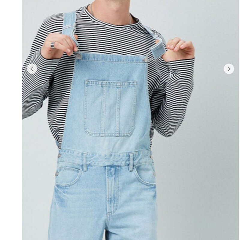 Los hombres Peto vaquero de una pieza pantalones de mezclilla de longitud completa vaqueros chaquetas hombre pantalón vaquero ajustado de estilo Casual overoles pantalones Pantalon