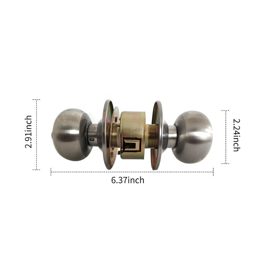 Stainless Steel Door Knob Lockset Round Ball Style Privacy Bedroom Bathroom Handle Lockset Stainless Steel Door Knob Set