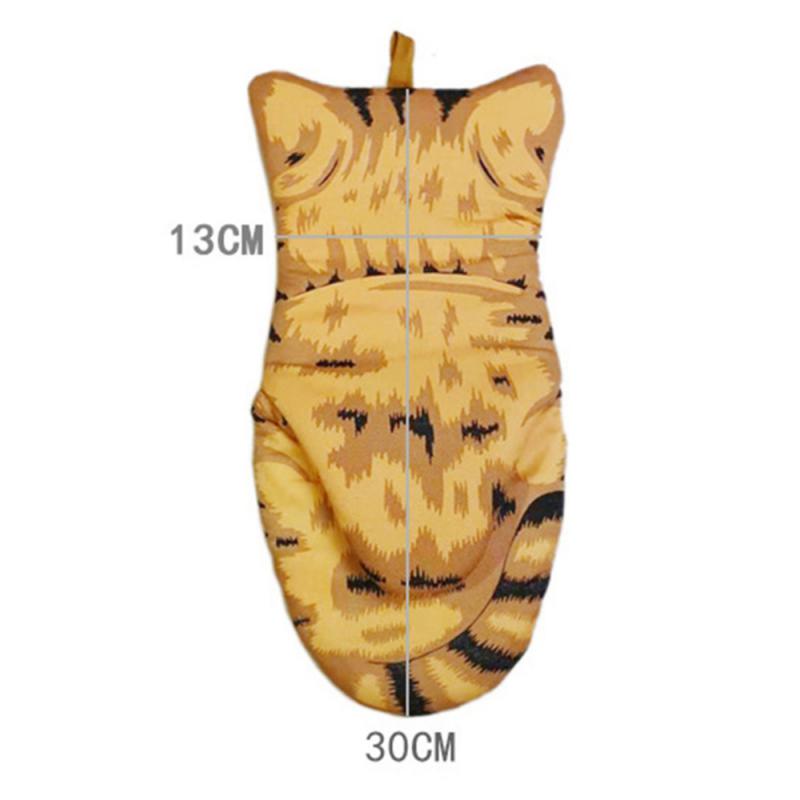 3D Cartoon Cat Paws Oven Mitts Long Cotton Baking Insulation Gloves Microwave Non-slip Heat Resistant Kitchen Gloves