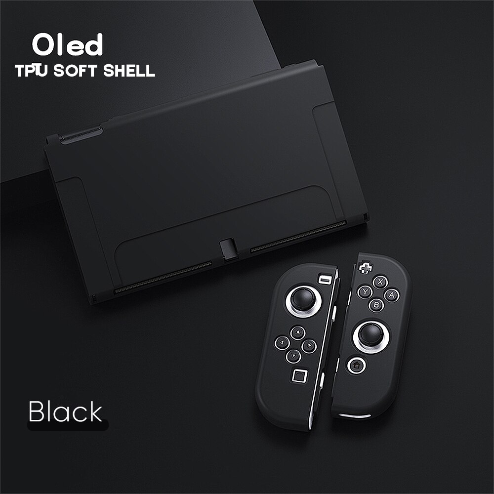 NEUE Für Schalter OLED Schutzhülle Soft/Hard Cover Kawaii Rosa Silikon Schutzhülle Für Nintendo OLED Konsole Zubehör: Black