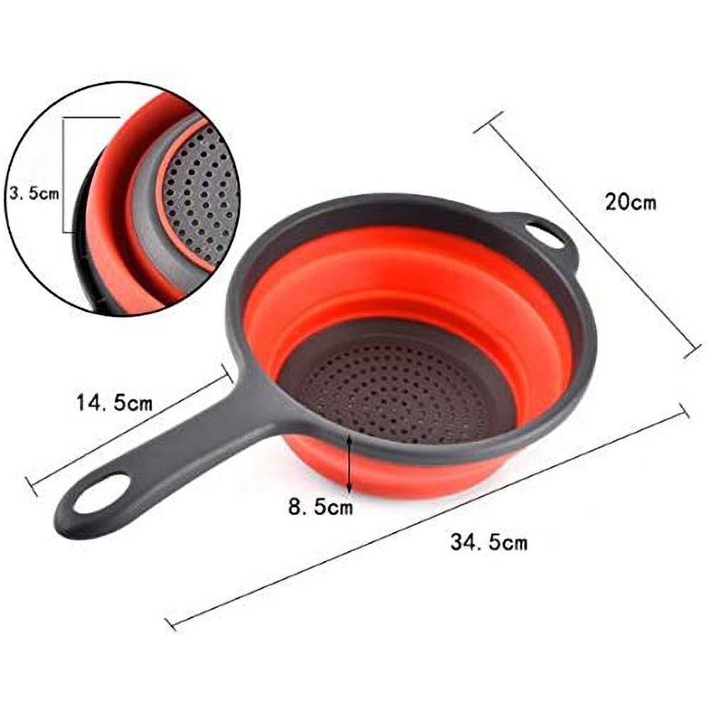 Kitchen Foldable Strainers With Handle Collapsible Vegetable Fruits Food Washing Silicone Basket Strainers Folding Filter Draini