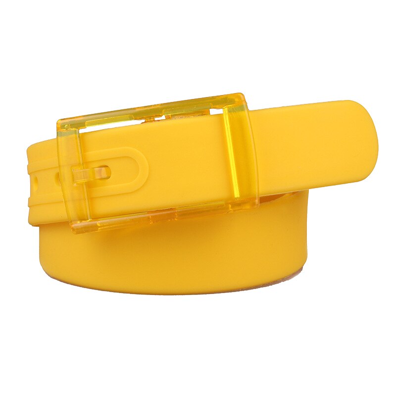 Candy Colors Jelly Rubber Plastic Buckle Belts Adjustable Unisex Women Men Silicone Belt Student Jeans Pants Straps Wristband: Yellow