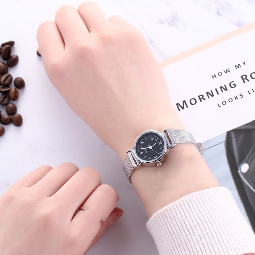 Luxe dameshorloge van roestvrij staal, prachtige kleine wijzerplaat, eenvoudig casual armbandhorloge, dames quartzhorloge