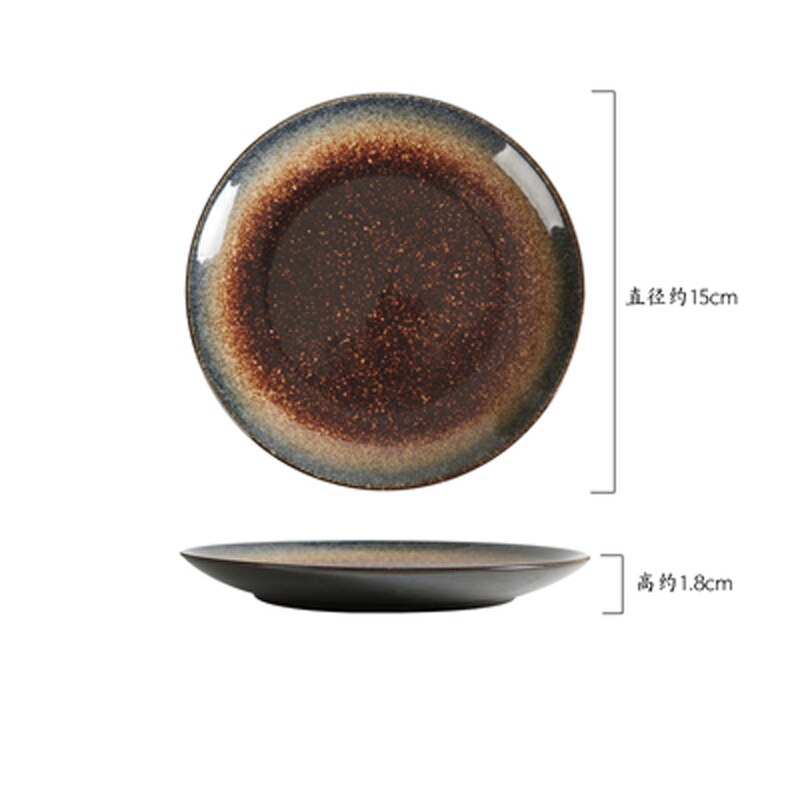 Japanese-style household ceramic serving plates, western dishes trays, steak plates, tableware, breakfast plates, round: A