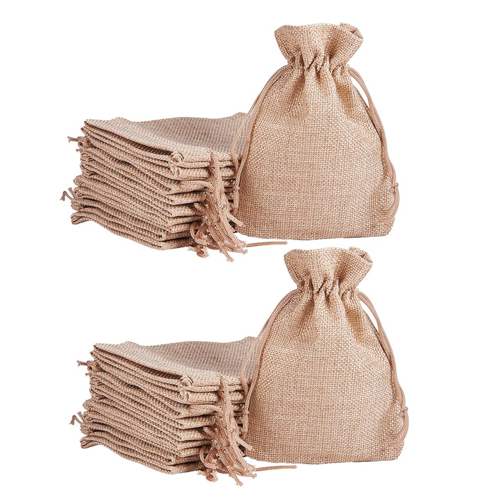 20 stücke Jute Burlap Sackleinen Kordelzug Beutel Rustikalen Hochzeit Taschen