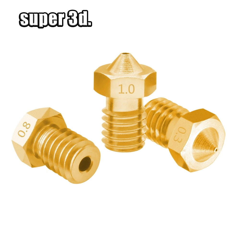 3D Printer Accessories V5 V6 Copper nozzle M6 thread 0.2 0.25 0.3 0.4 0.5 0.6 0.8 1.0mm for1.75mm 3.0mm filamnet Brass Nozzles