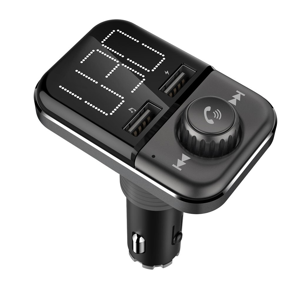 BT72 FM Transmitter Wireless Audio Adapter Car Kit with Dual USB Charging Ports 1.4 inch LCD Display Hands Free