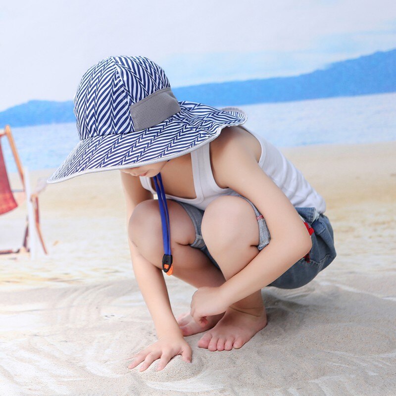 Kids UPF 50+ Bucket Sun Hat UV Sun Protection Hats Children Summer Play Hat with Neck Flap