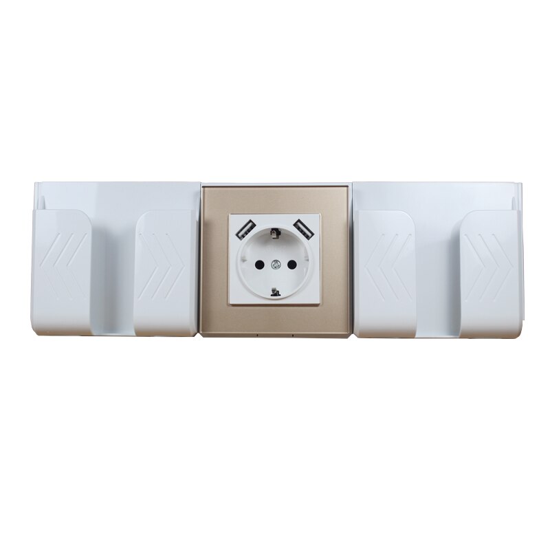Usb vægstik oplader dobbelt usb port 5v 2a usb vægudtag guld akryl ldg -04