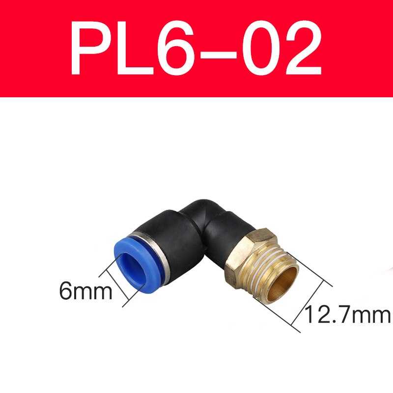 Pl Elleboog Pneumatische Montage 1/4 3/8 1/2 1/8 Bsp Buitendraad Air Quick Connector L Shape Push In Slang Od 6Mm 8Mm 10Mm 12Mm: Bruin