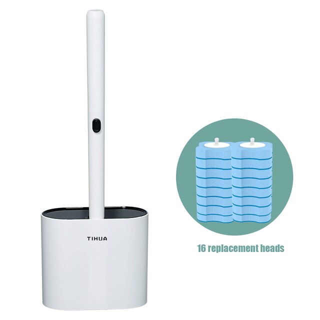 Jednorazowa szczotka robić wc z szczotka wymienna głowica ścienna szczotka robić czyszczenia z płyn czyszczący robić czyszczenia łazienki: D czarny 16brush głowa