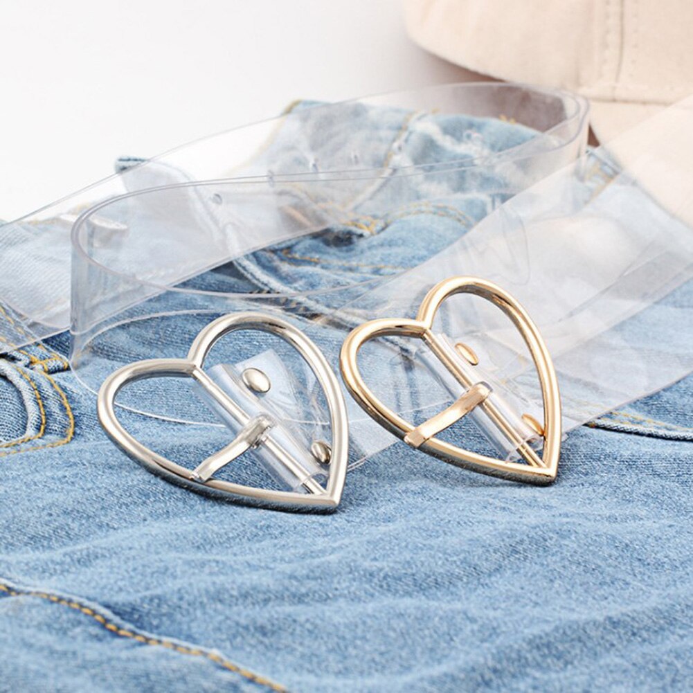 Women Waist Belt Resin Transparent Women Belt Jeans Belt Clear Heart Pin Buckle Women Waistband Invisible Waist Belts
