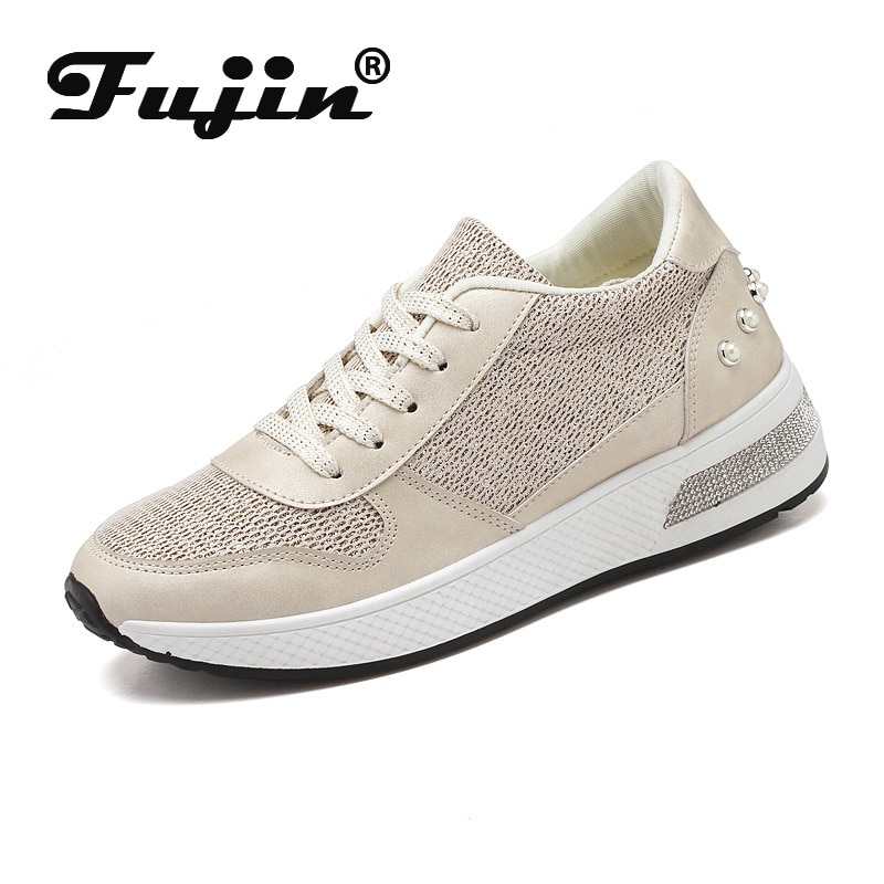 Fujin Vrouwen Sneakers Platform Lace Up Bling Bling Strass Klinknagel Mode Lente Herfst Vrouwelijke Casual Schoenen Tenis Feminino