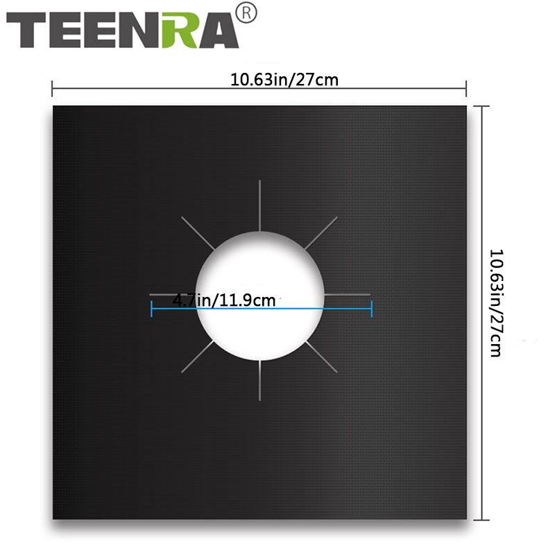 TEENRA 4Pc/set Gas Stove Cover Clean Mat Protector For Gas Stove Oil Protector Mat Reusable Oil Foil Kitchen Tools