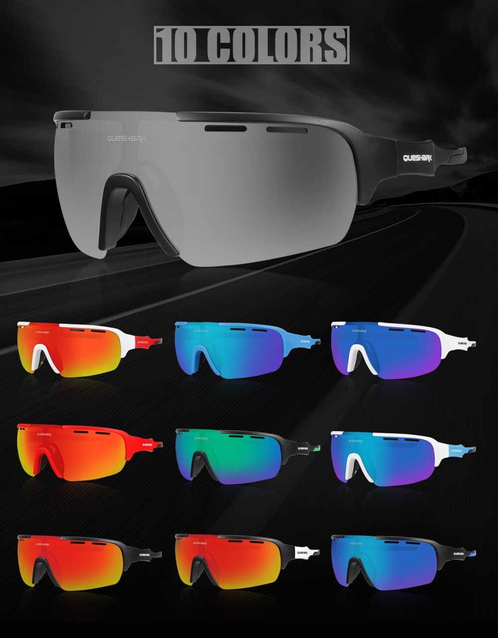 QUESHARK Fietsen Bril Gepolariseerde Fiets Bril Racing Eyewear Voor Mannen Vrouwen Sport Bril