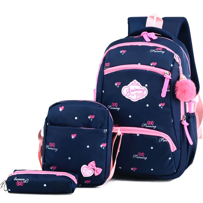 3 stks/set Leuke Boog School Rugzak Voor Meisjes Afdrukken Meisjes School Tassen Kids Rugzak Meisjes Student Schooltassen Student Mochila: A12