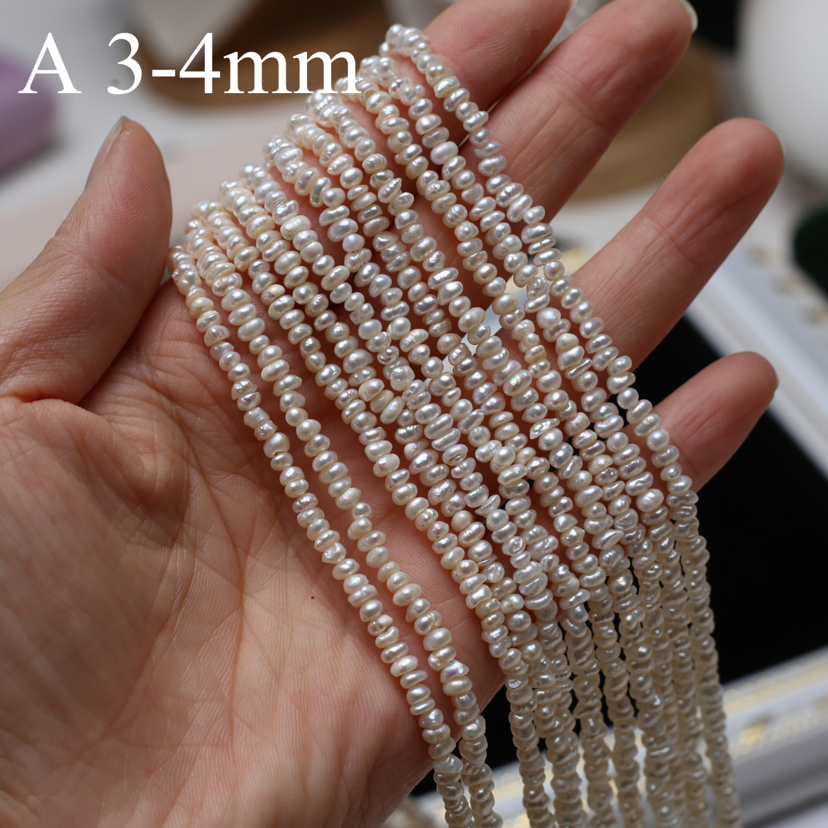Naturlige ferskvandsperler, perlearbejde, 3-4mm stk. små runde perler, spacerperler til smykkefremstilling, gør-det-selv halskæde, armbåndstilbehør: Gul