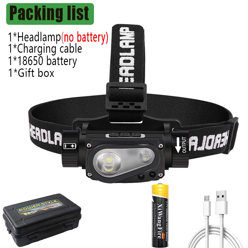 XHP50 LED Scheinwerfer Sensor Scheinwerfer Taschenlampe 18650 USB Aufladbare draussen Kopf Lampe Taschenlampe 10 Beleuchtung Modi Arbeit Licht: package E