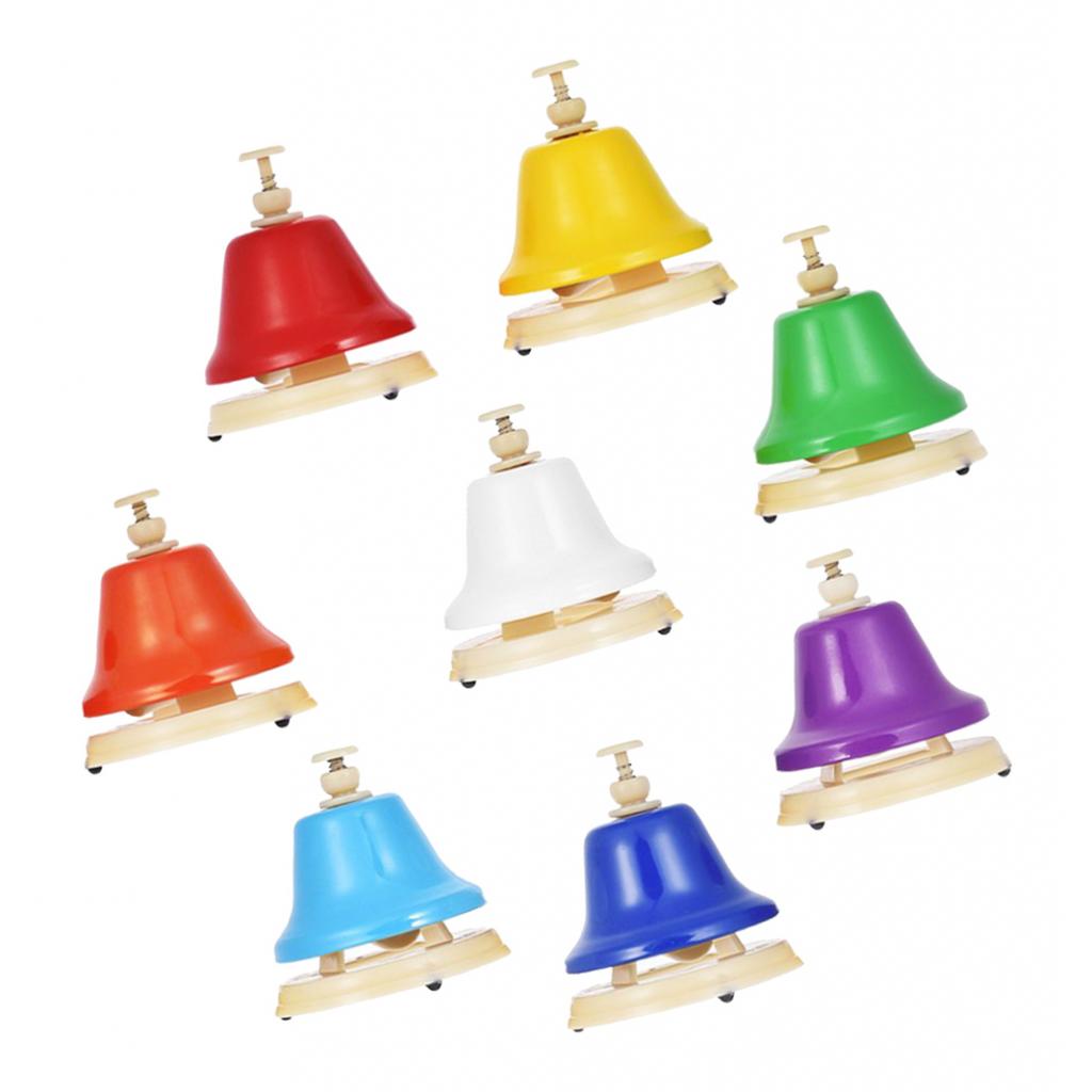 8x ensemble de cloches à main, 8 Notes colorées cloches d&#39;apprentissage Musical Percussion