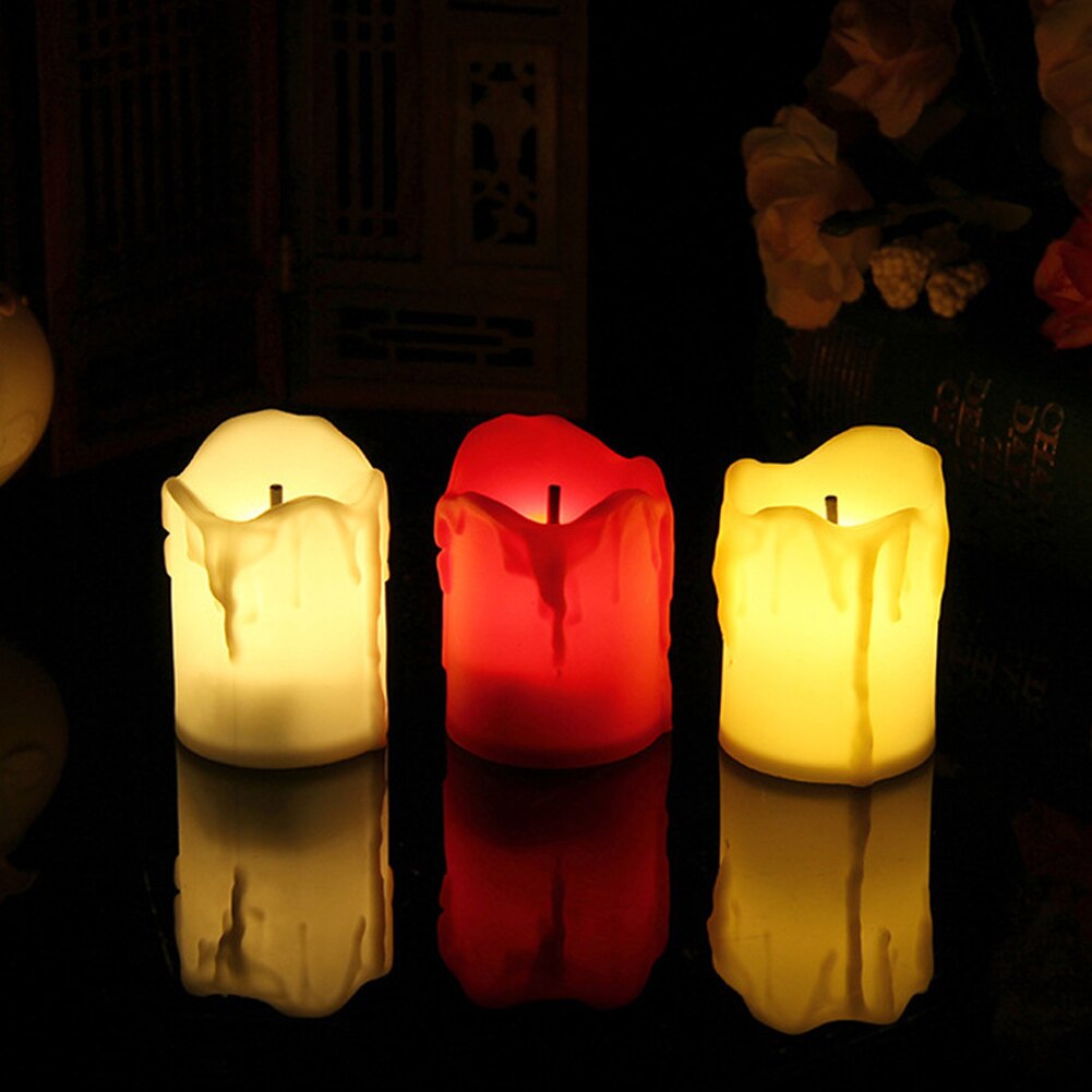 LED Candle Lights, Flameless Candle Lamp Battery Operated Tea Light Simulation Flame Plastic Flickering Tears Candle Light