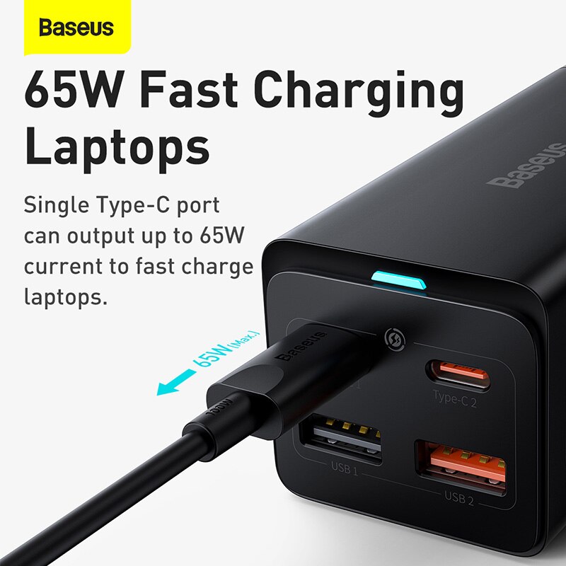 Baseus 65W GaN3 Pro ładowarka biurkowa listwa zasilająca wtyczka amerykańska stacja ładująca szybka ładowarka do iphone 13 12 Xiaomi Samsung Laptop