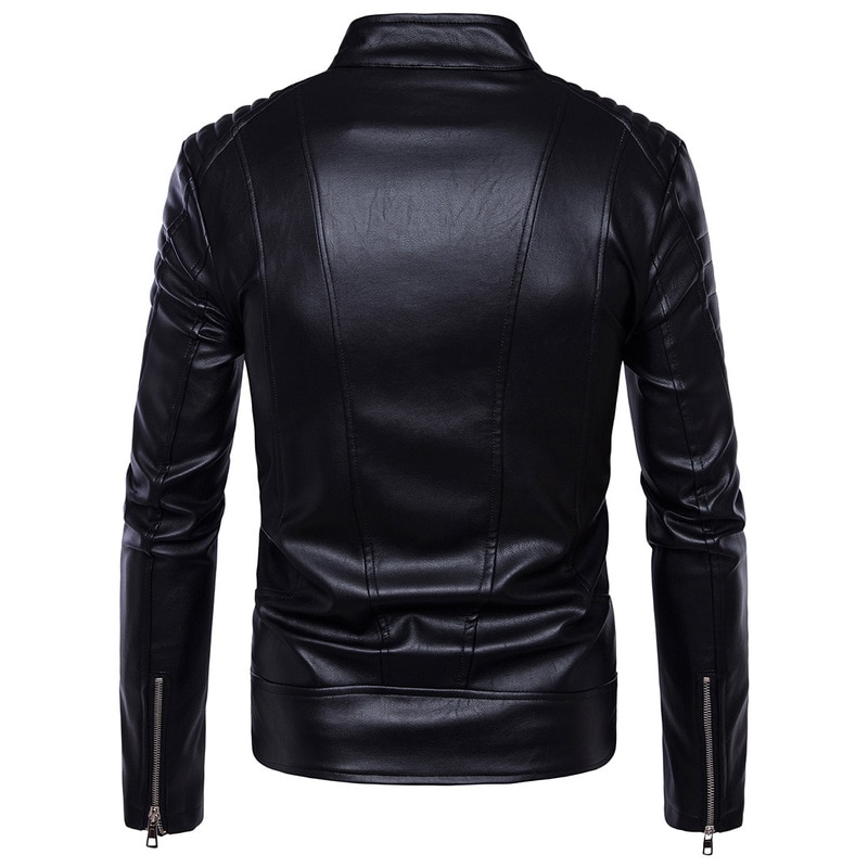 Blouson en similicuir homme, tenue de punk, avec fermeture éclair, pour motard, à la