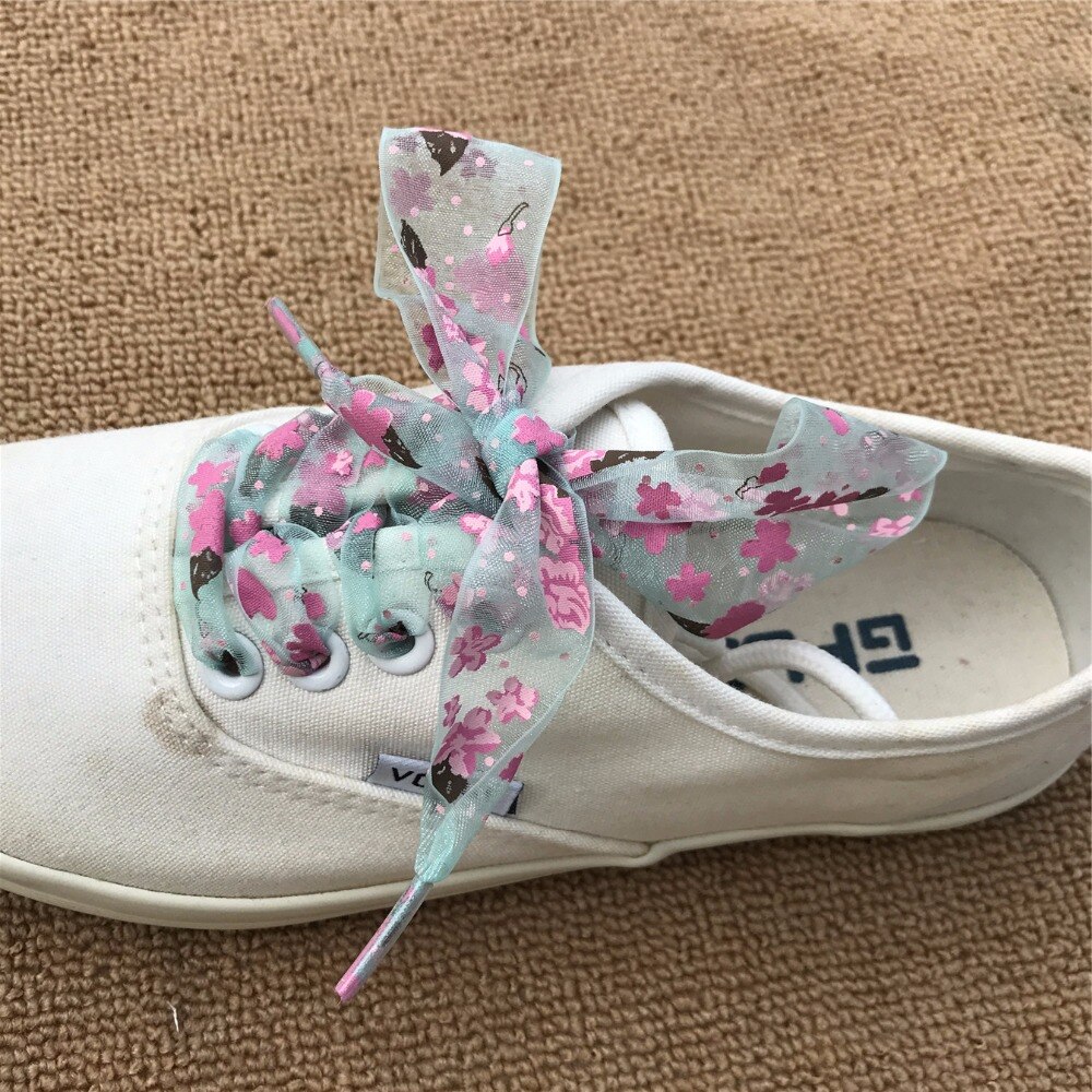 2.8cm imprimé lacets floraux lacets à motifs nylon chaussure laçage élargir décoré lacet vert rose bleu violet lacets plats