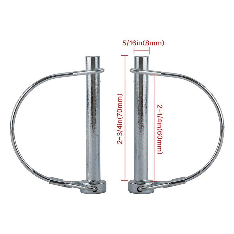 10Pcs Wire Lock Pin, 5/16 Inch Shaft Locking Pin Hitch Pin with Round Arch Wire Retainer for Farm Trailers Lawn Garden