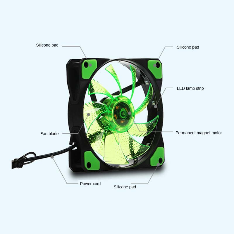 12cm Ultra Silent LED Case Fans Light Up 15 Leds Cooling Anti-Vibration PC Computer Heatsink Cooler Fan LHB99