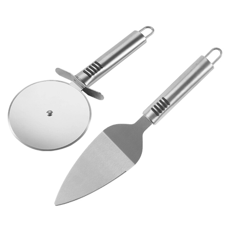 2Pack Stainless Steel Pizza Cutter Wheel Pizza Roller Cutter Cake Pie Pizza Slicer with Shovel Dough Cutter
