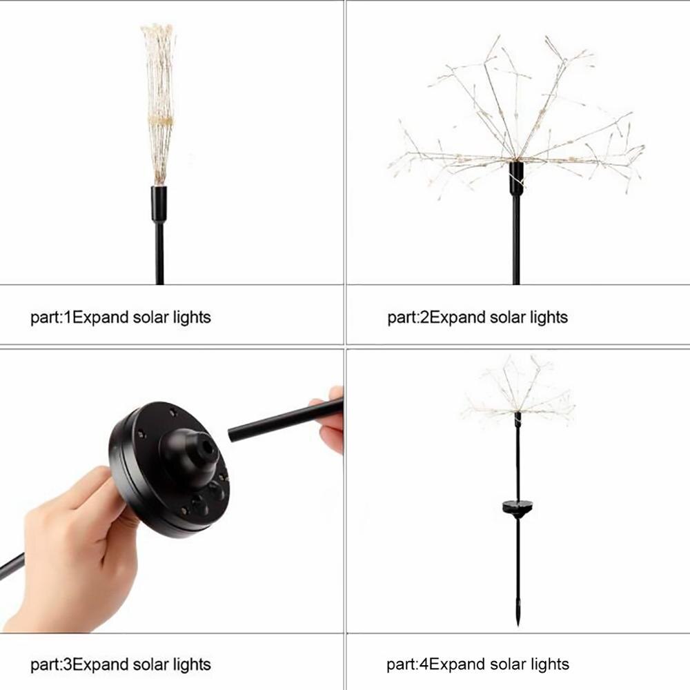 FENGRISE 150 LED Solar Garden Fireworks Light With Remote Control Christmas Outdoor Garden Path Lamp Outdoor Spot Decoration