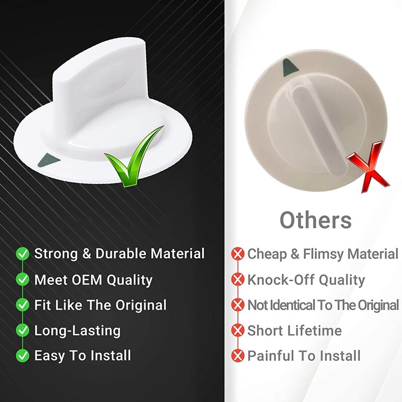 3 Pack of WE1M652 Dryer Timer Control Knob Replacement Part Exact Fit for Hotpoint & General Electric Dryers