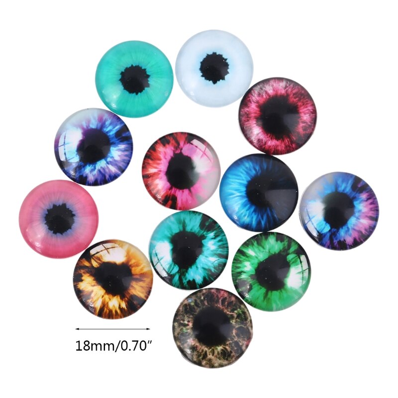 20 sztuk szklane lalki oko DIY rzemiosło gałki oczne dla zwierząt dinozaurów oczy akcesoria B2QD: 5AC105208 18mm