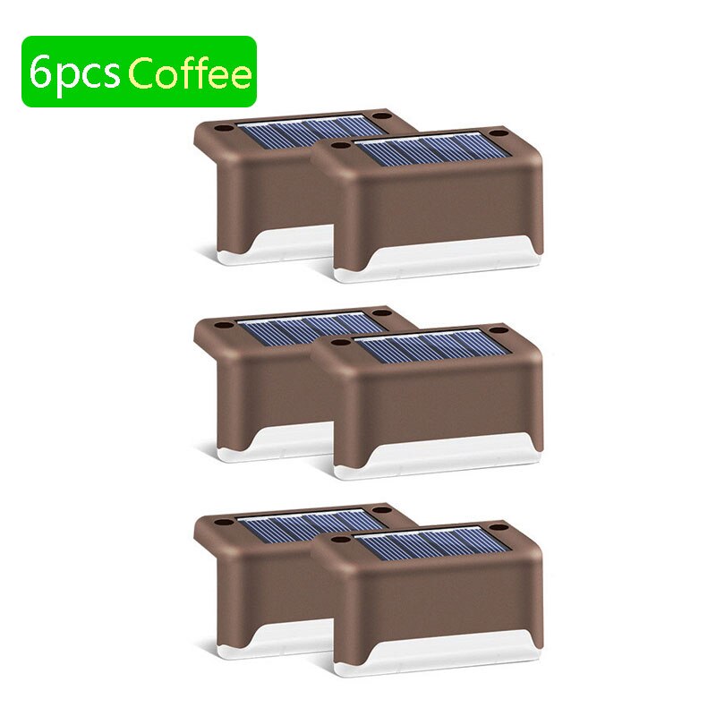 8/12 stuks zonne-terraslampen, tuin, landschap, trapverlichting, waterdichte wandlamp voor balkon, led-zonnehekverlichting: 6 stuks koffiekleur