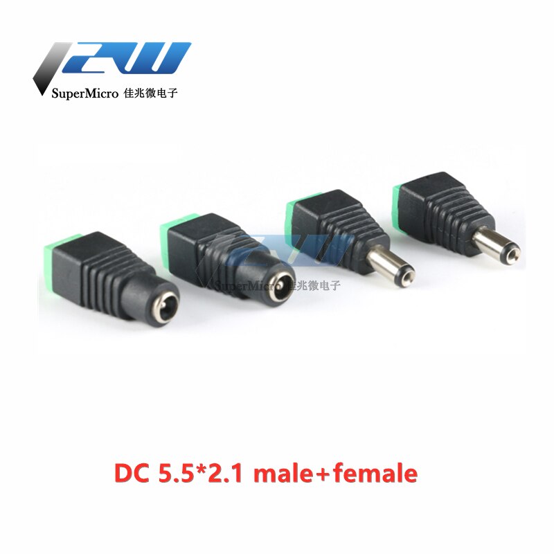 10pcs 12V 2.1x5.5mm 5.5*2.5mm solderless DC power male / female plug adapter connector 2.1/2.5mm socket for CCTV monochrome LED: 5.5x2.1male femalex5