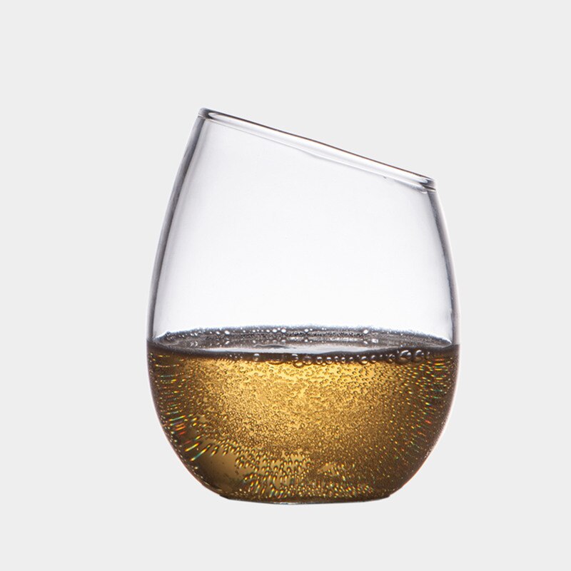 Copa de vino sin pie inclinado, vaso de whisky redondo, vaso de cóctel de Mojito con personalidad creativa, vaso de agua para batidos