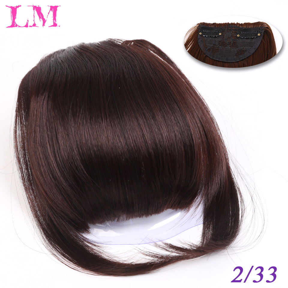 Flequillo romo sintético liso Natural LM, fibra de alta temperatura, marrón, flequillo completo con Clip para mujer con flecos de pelo de 6 pulgadas