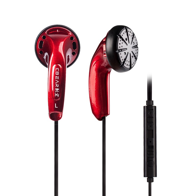 KBEAR-auricular Stellar con controlador dinámico, 15,4mm, japonés, PPS, auricular de graves música de DJ: Red with mic