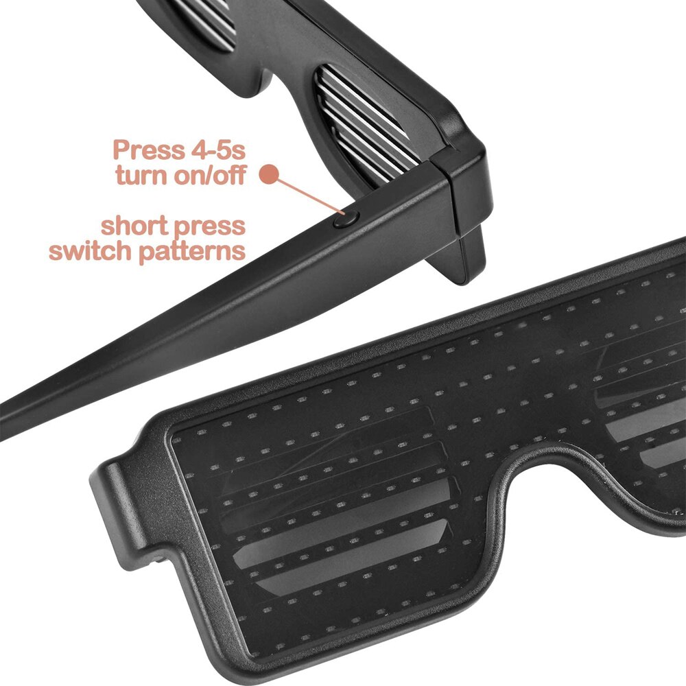 LED Glowing Glasses USB Rechargeable LED Light Up Eyeglasses 8 Patterns LED Luminous Glasses for Halloween Nightclub Christmas