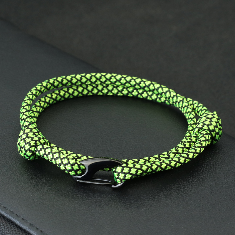 Men Paracord Bracelet Double Layer Macrame Braclet Black Stainless Steel Braslet For Him Beach Surfer Brazalete Pulsera