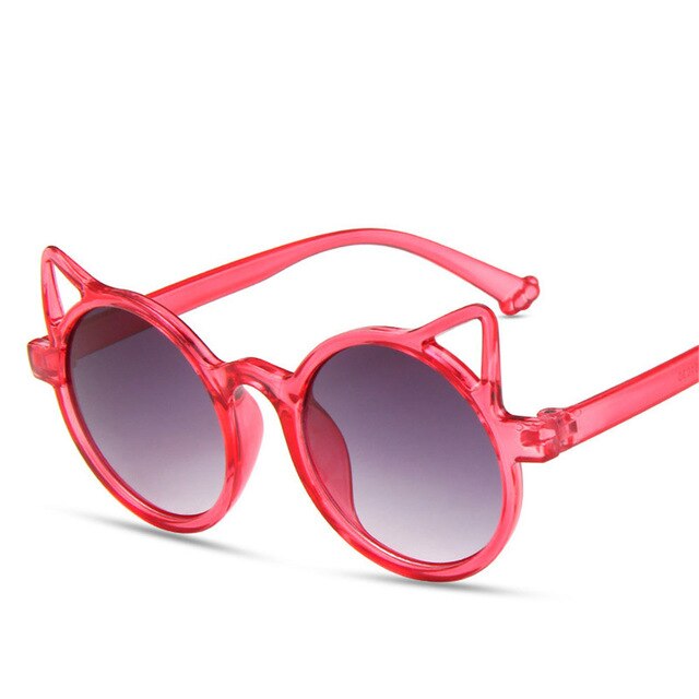 Gafas de sol redondas para niños y niñas, lentes de sol infantiles de color rojo, Oreja de Gato, rosa, morado y blanco, para fiestas al aire libre,: Red