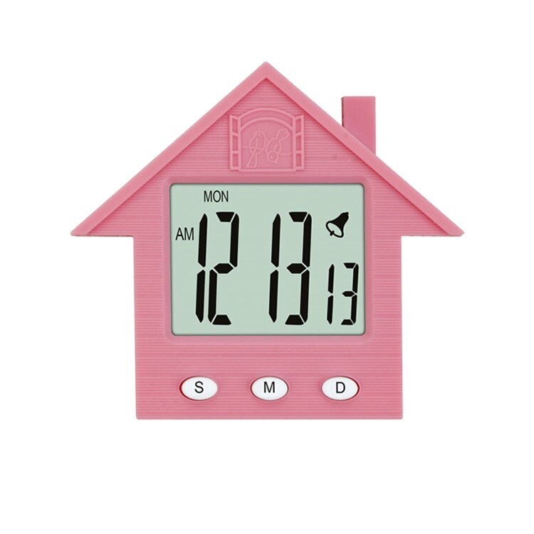 Mini reloj despertador digital led horloge casa estilo de dibujos animados sistema electrónico 24 horas magnet soporte gadgets dormitorio Escritorio: Rosa