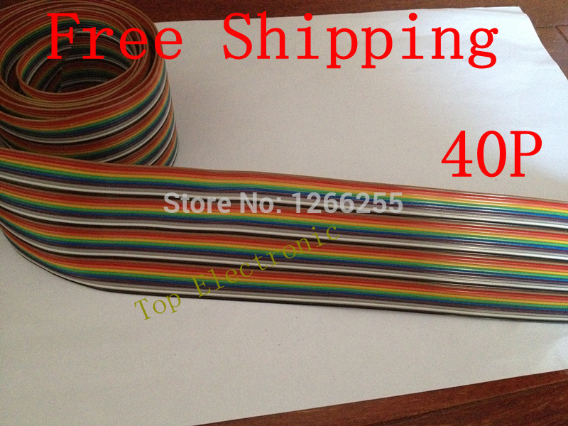 Lint kabel 40 WAY Vlakke Kleur Rainbow Ribbon Cable draad Regenboog Kabel 40P lint kabel 1.27MM toonhoogte 1 meter