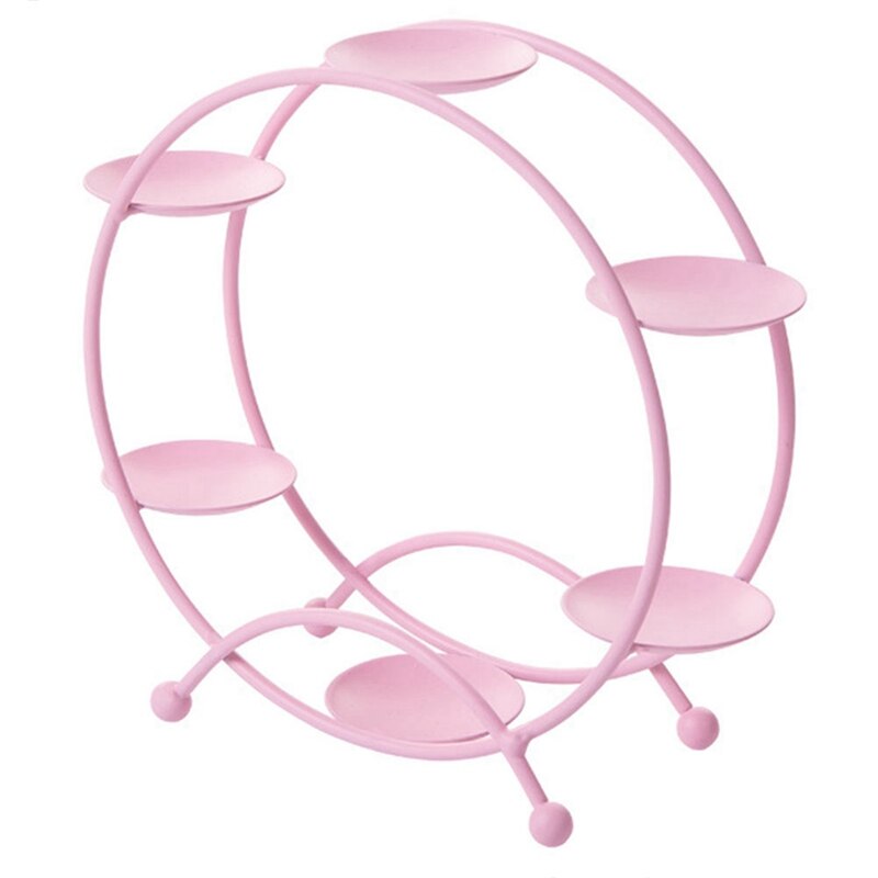 Dessert Table Decor Cold Food Tea Rest Table Set Tray Display Rack Wrought Iron Afternoon Tea Snack Rack Cake Rack: pink