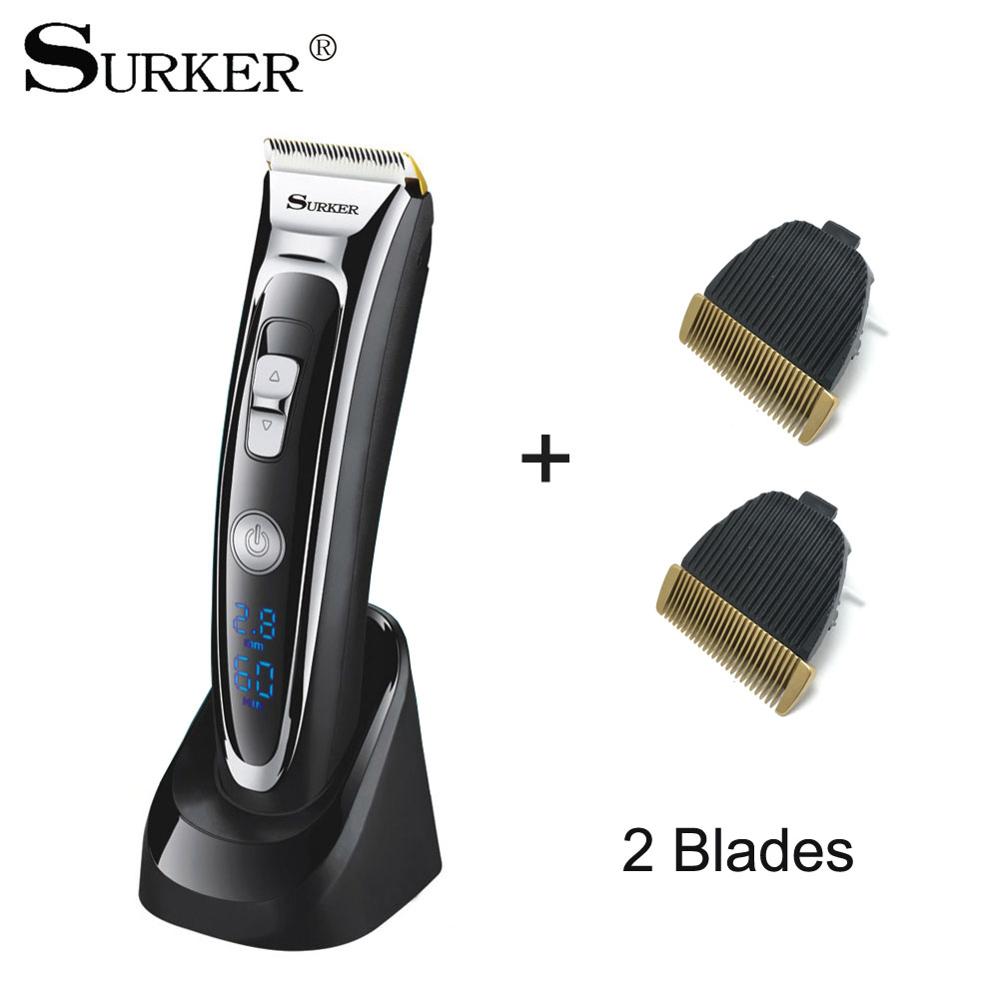 SURKER Professionele Oplaadbare Tondeuse Cordless Tondeuse Met LED Display Haircut Kit Keramische Blade Scheren RFC-688B: Default Title