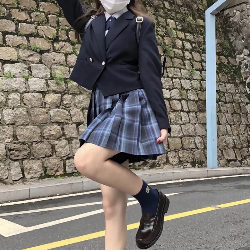 Chaqueta Formal japonesa de manga larga para mujer, traje corto con bolsillos para chica, abrigo, uniformes de escuela secundaria JK, 2 colores
