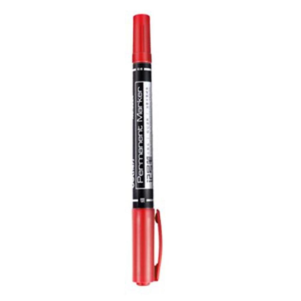 3pcs/pack Twin Tip Permanent Markers, Fine Point, ( Blue, ) Red Black, Ink, 0.5mm-1mm E5L9: Red