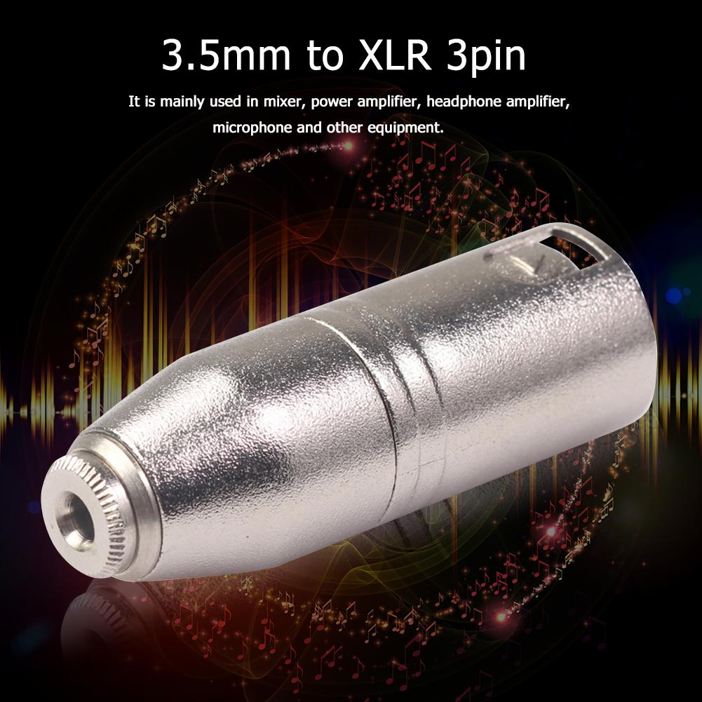 3Pin Adapter All Copper Contact Piece Zinc Alloy Shell XLR Female to 1/8 inch 3.5mm Male Audio for Amplifier Headphone Mic